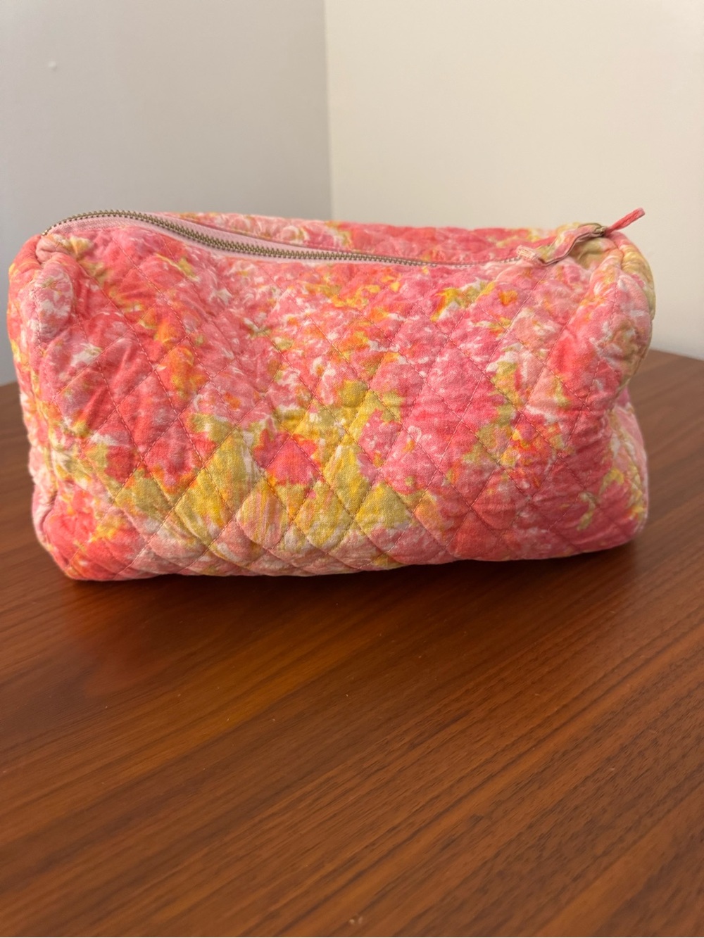LoveShackFancy Pink & Yellow Quilted Cosmetic Pouch